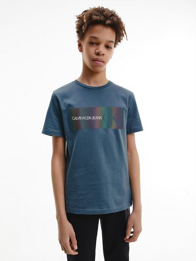 Calvin Klein Ruhák HU031870 | Calvin Klein Organic Cotton Logo Fiu Póló Kék
